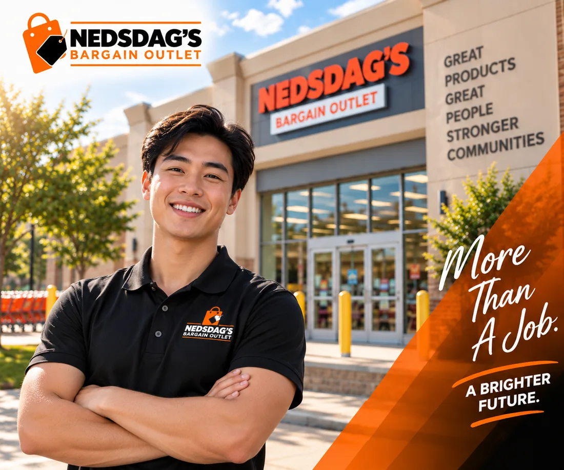Nedsdag’s intern standing with arms crossed near the store entrance